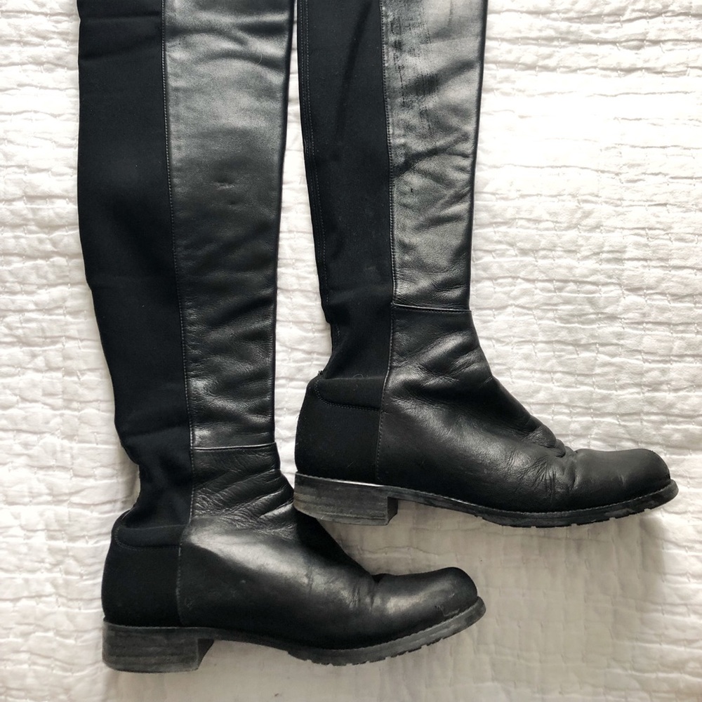 Stuart Weitzman Black Leather 5050 Boots size 38.5